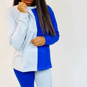 2 piece block party set-Gray-Blue